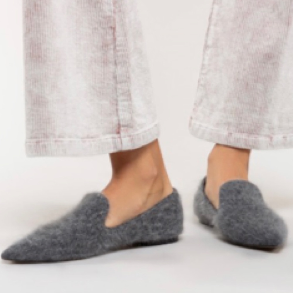 POL Mohair Style Pointed Toe Flats in Charcoal - Picture 3 of 9
